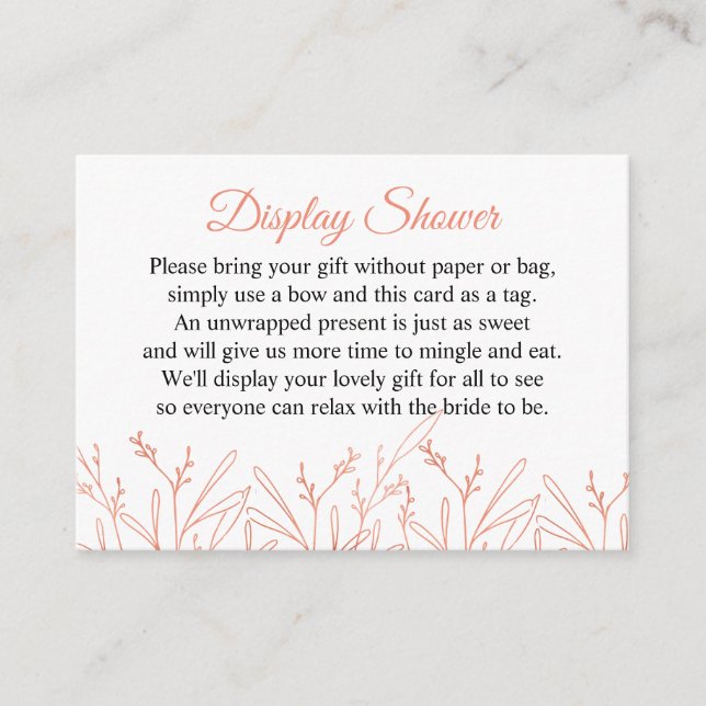 Display Shower Rose Gold Botanical White Enclosure Card (Front)