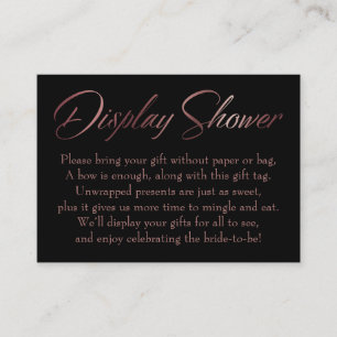 Display Shower Rose Gold on Black Insert Tag Card
