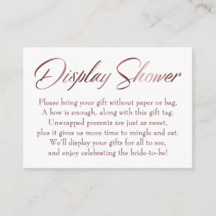 Display Shower Rose Gold Script Insert Tag Card