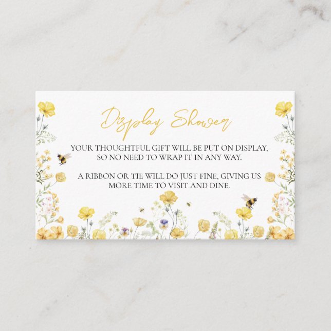Display Shower Wildflower Floral Honey Bee  Enclosure Card (Front)