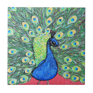 Displaying Peacock Painting Ceramic Tile