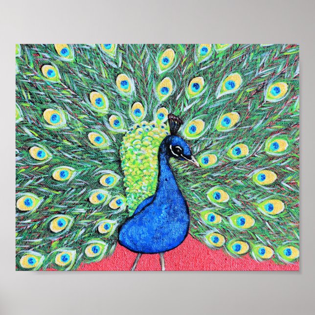 Displaying Peacock Painting Poster (Front)