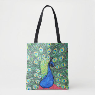 Displaying Peacock Painting Tote Bag