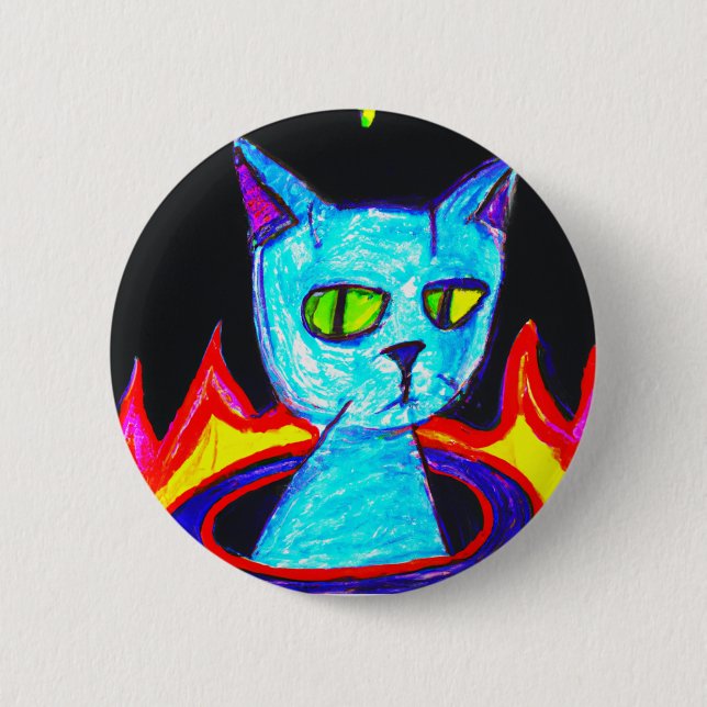 Displeased cat 6 cm round badge (Front)