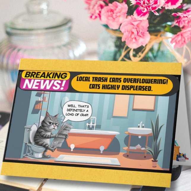 Displeased Cat Sitting On Toilet Get Well Soon Card (Creator Uploaded)