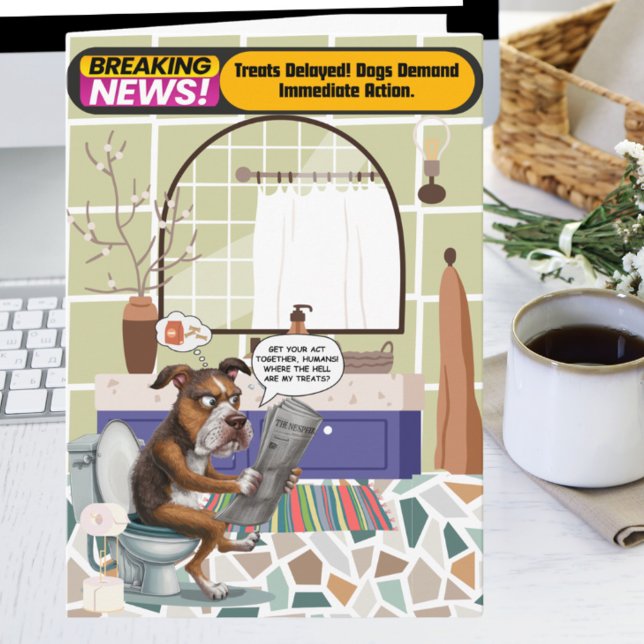 Displeased Dog Sitting On Toilet Feel Better Soon Card (Creator Uploaded)