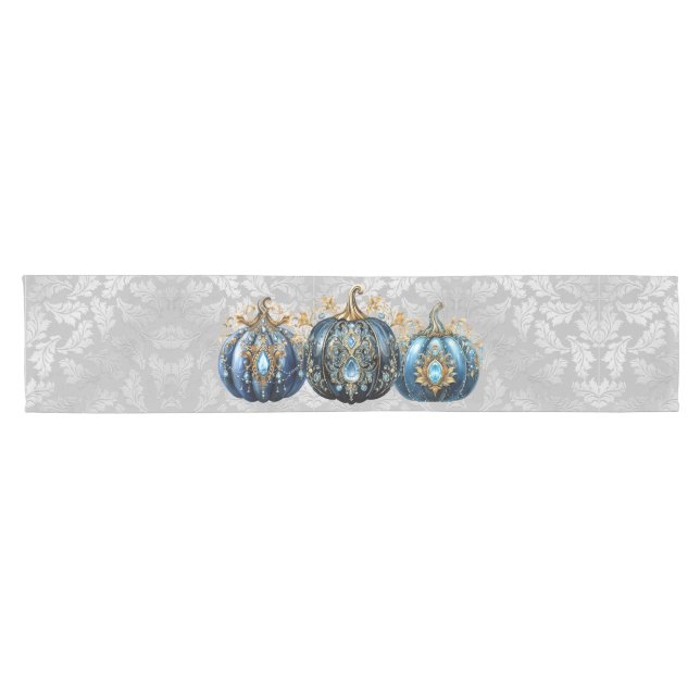 Disposable Beautiful bejeweled blue pumpkin Short Table Runner (Horizontal)