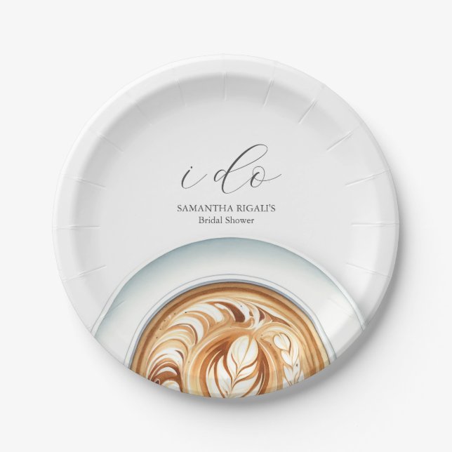Disposable Bridal Shower Plates Coffee Theme (Front)