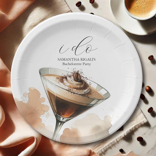 Disposable Bridal Shower Plates Espresso Theme (Bridal shower paper plates espresso martini bachelorette party Do Tell A Belle)