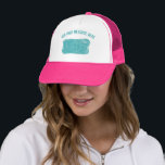 Disposable Camera Custom Message Teal Blue Graphic Trucker Hat<br><div class="desc">Add a name or a funny message to create your own custom cap. This trucker's hat features a distressed style illustration of a retro disposable camera in teal blue with your own message in coordinating text above.</div>