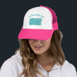 Disposable Camera Custom Message Teal Blue Graphic Trucker Hat<br><div class="desc">Add a name or a funny message to create your own custom cap. This trucker's hat features a distressed style illustration of a retro disposable camera in teal blue with your own message in coordinating text above.</div>