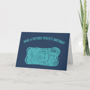 Disposable Camera Custom Message Teal, Navy Blue Card