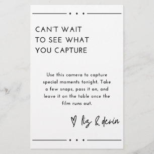 Disposable Camera Table Sign Stationery