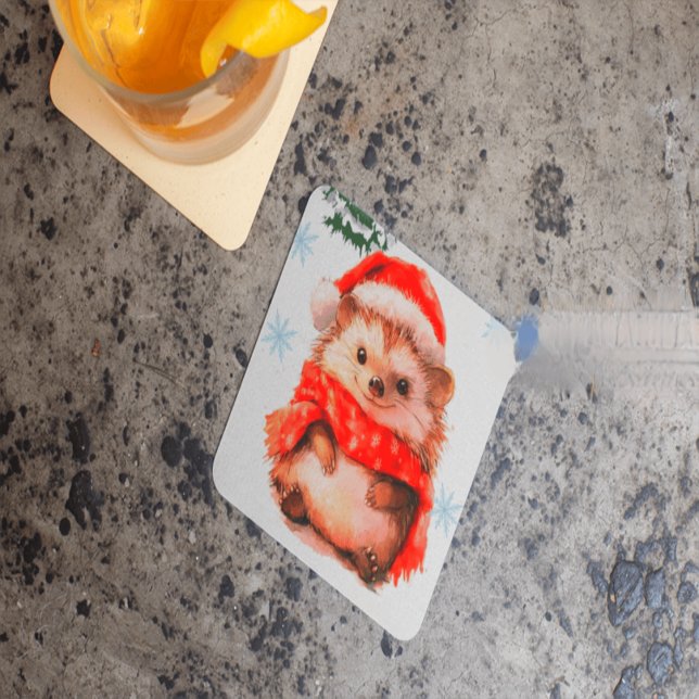 Disposable Christmas Drink Coasters - Cute Hedgeho (Creator Uploaded)
