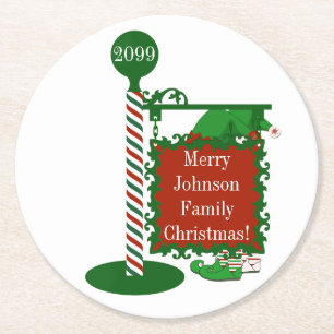 Disposable Christmas Elf Coasters Family Name