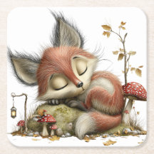 Disposable Coaster Set Charming Autumn Fox