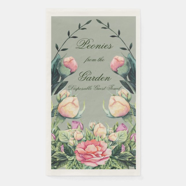 Disposable Guest Towel 50 Qty. Peonies from Garden Napkin (Front)