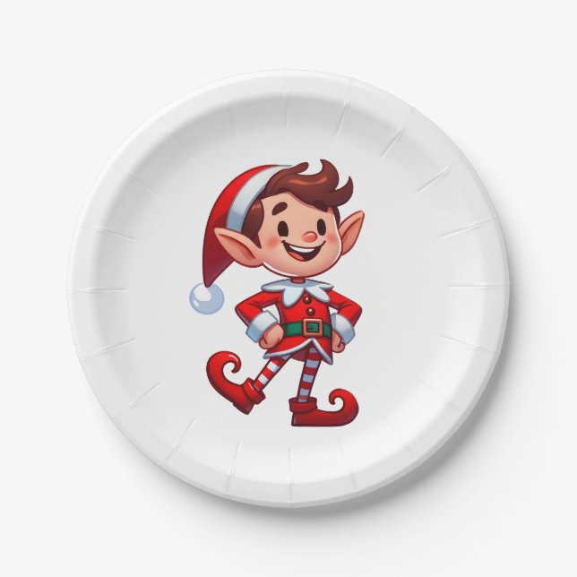 Disposable plate with a picture of elf (Front)