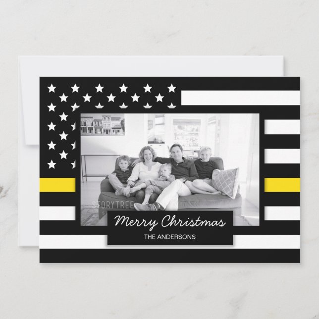 Disptacher Thin Gold Line American Flag Photo Card (Front)