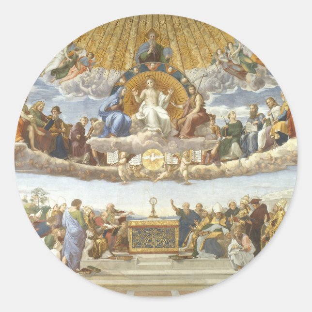 Disputation of the Holy Sacrament, Raphael Sanzio Classic Round Sticker (Front)
