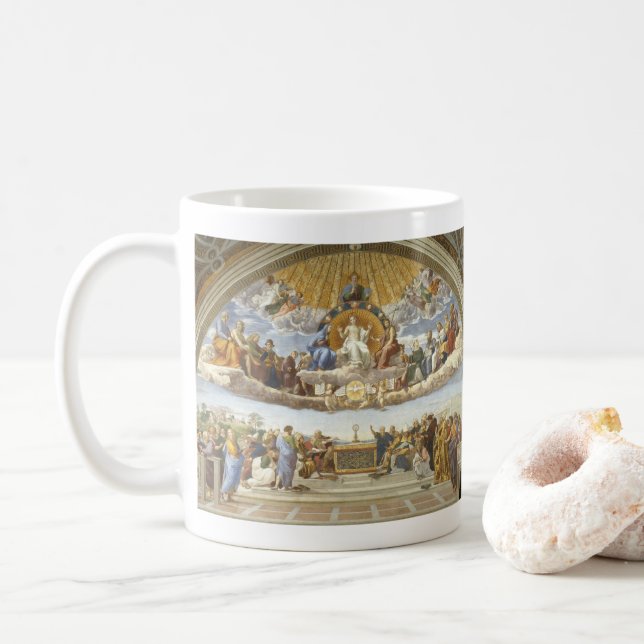 Disputation of the Holy Sacrament, Raphael Sanzio Coffee Mug (With Donut)