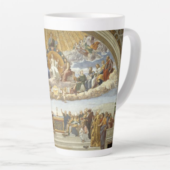 Disputation of the Holy Sacrament, Raphael Sanzio Latte Mug (Right Angle)