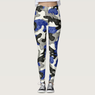 Disruptive Pattern Camouflage Blues Grey Black Leggings