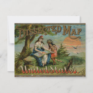 Dissected Map ,United States, Vintage Postcard