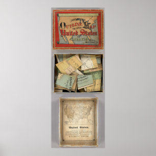 Dissected Outline Map, United States of America Poster