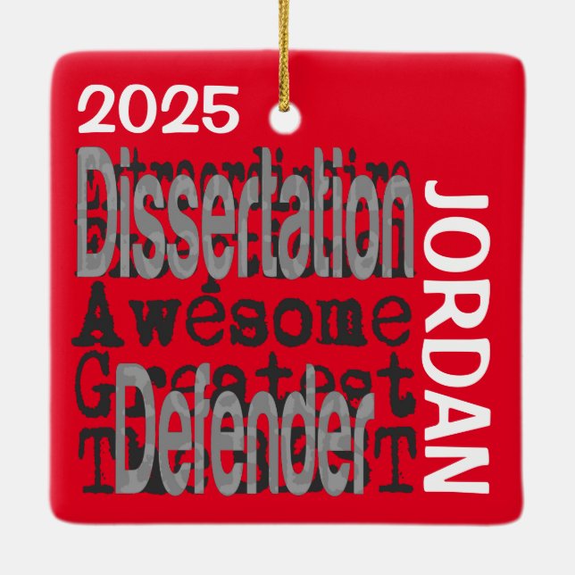 Dissertation Defender Extraordinaire CUSTOM Ceramic Ornament (Back)