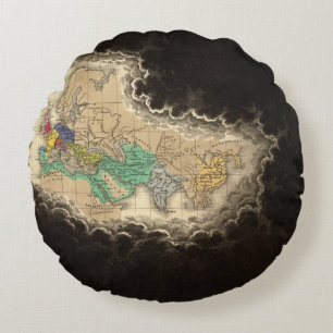 Dissolution of The Empire of Charlemagne 912 AD Round Cushion