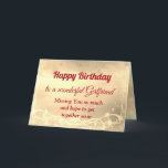 Distance Happy Birthday Girlfriend Card<br><div class="desc">Luxury Gold Distance Happy Birthday Girlfriend personalised Greeting Card.</div>