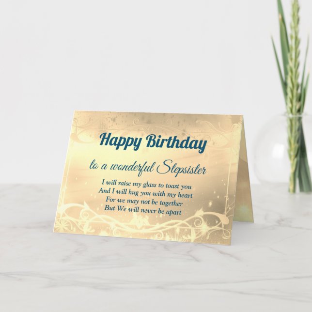 Distance Happy Birthday Stepsister Card (Front)