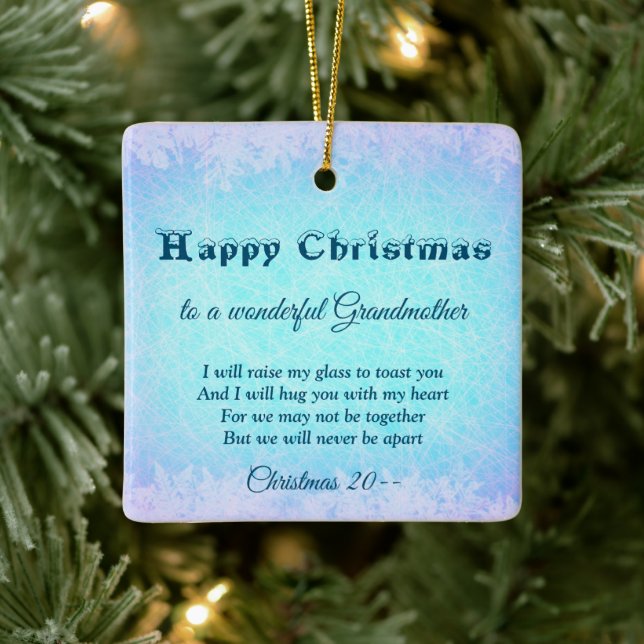 Distance Happy Christmas Grandmother Ceramic Ornam Ceramic Ornament (Tree)