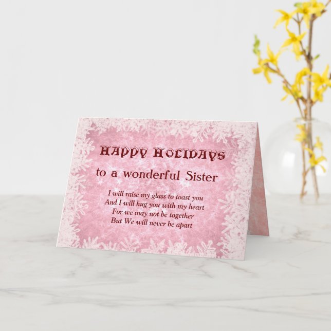 Distance Happy Holidays Sister Greeting Card (Yellow Flower)