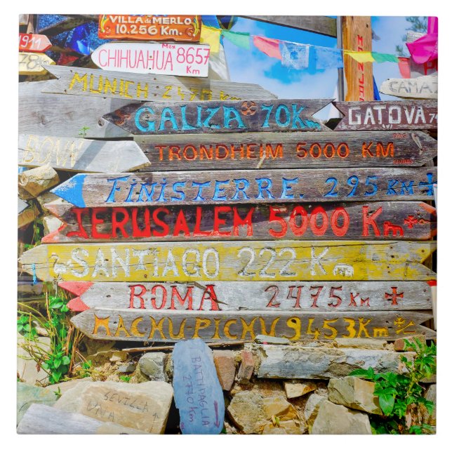 Distance sign ceramic tile (Front)
