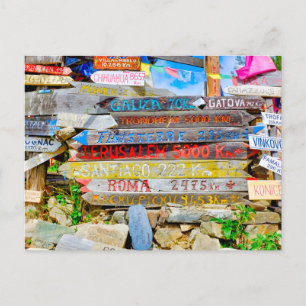 Distance sign holiday postcard