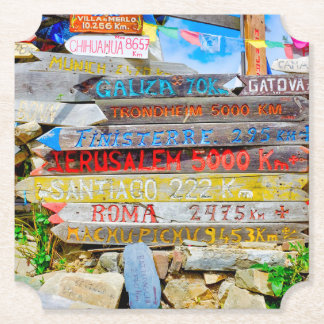 Distance sign paper coaster