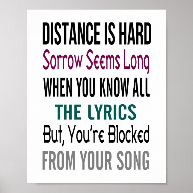 Distance  (standard picture frame size) poster (Front)