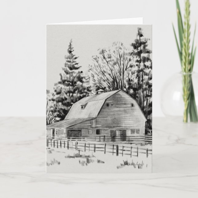 Distant Barn Sketch I Card (Front)