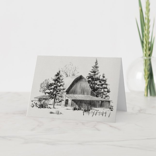 Distant Barn Sketch II Card (Front)