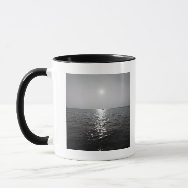 Distant boat on ocean mug (Left)