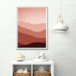 Distant Mountains Dark Red Blush Coral Sunset Poster<br><div class="desc">Beautiful abstract mountain sunset scene in dark red and blush coral pastel orange colors.</div>