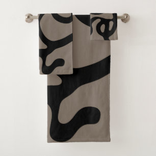 Distant Signals: Abstract Black & Grey Bath Towel Set