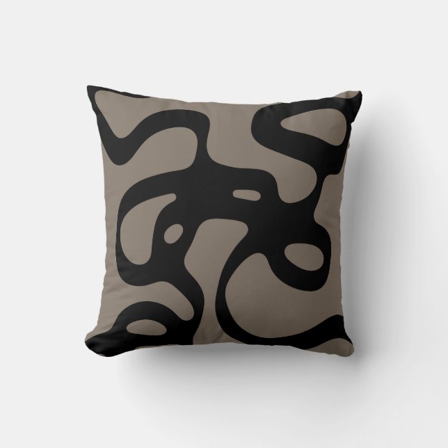 Distant Signals: Abstract Black & Grey Cushion (Front)