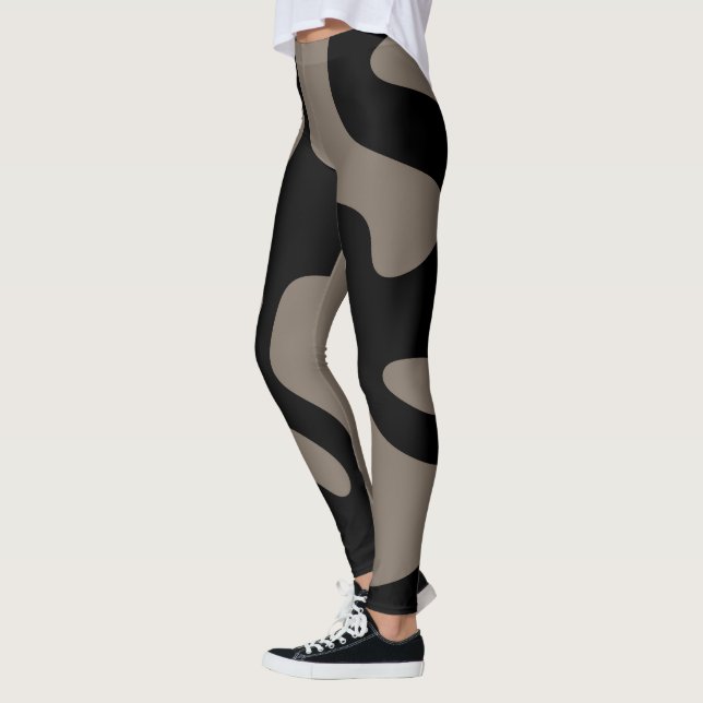 Distant Signals: Abstract Black & Grey Leggings (Left)