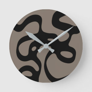Distant Signals: Abstract Black & Grey Round Clock