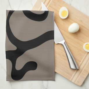 Distant Signals: Abstract Black & Grey Tea Towel