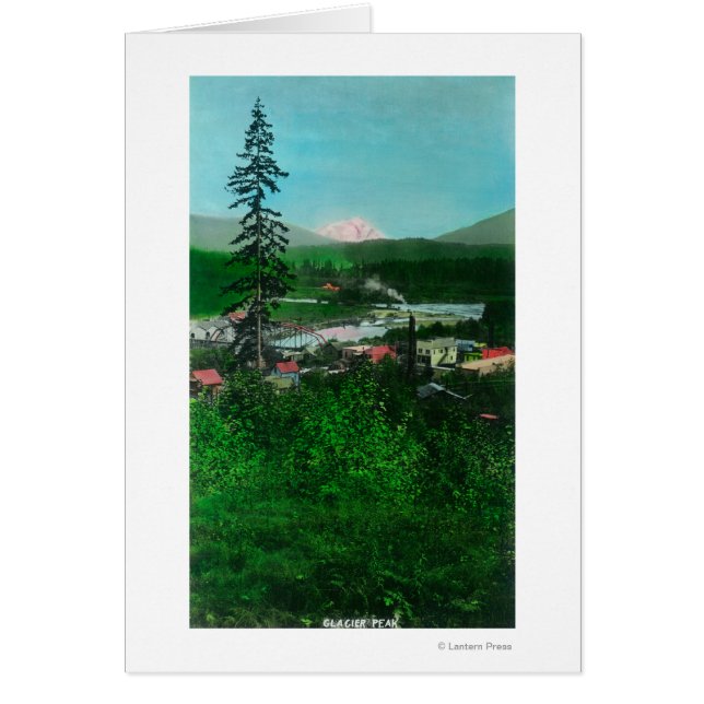 Distant View of Glacier Peak and Town (Front)