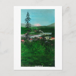 Distant View of Glacier Peak and Town Postcard